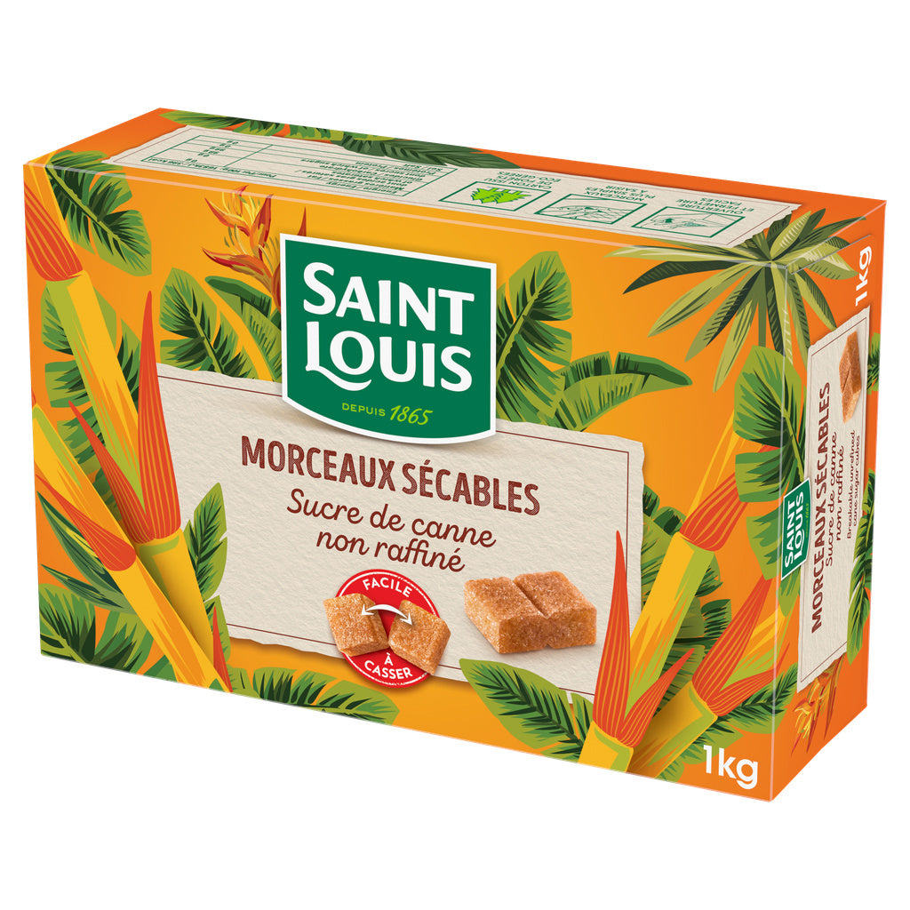 Morceaux sécables de sucre de canne non raffiné 1kg SAINT LOUIS