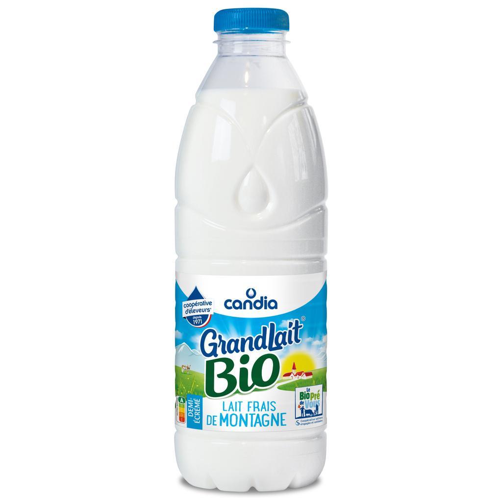 Lait Frais BIO Demi-ecreme Grandlait CANDIA 1L