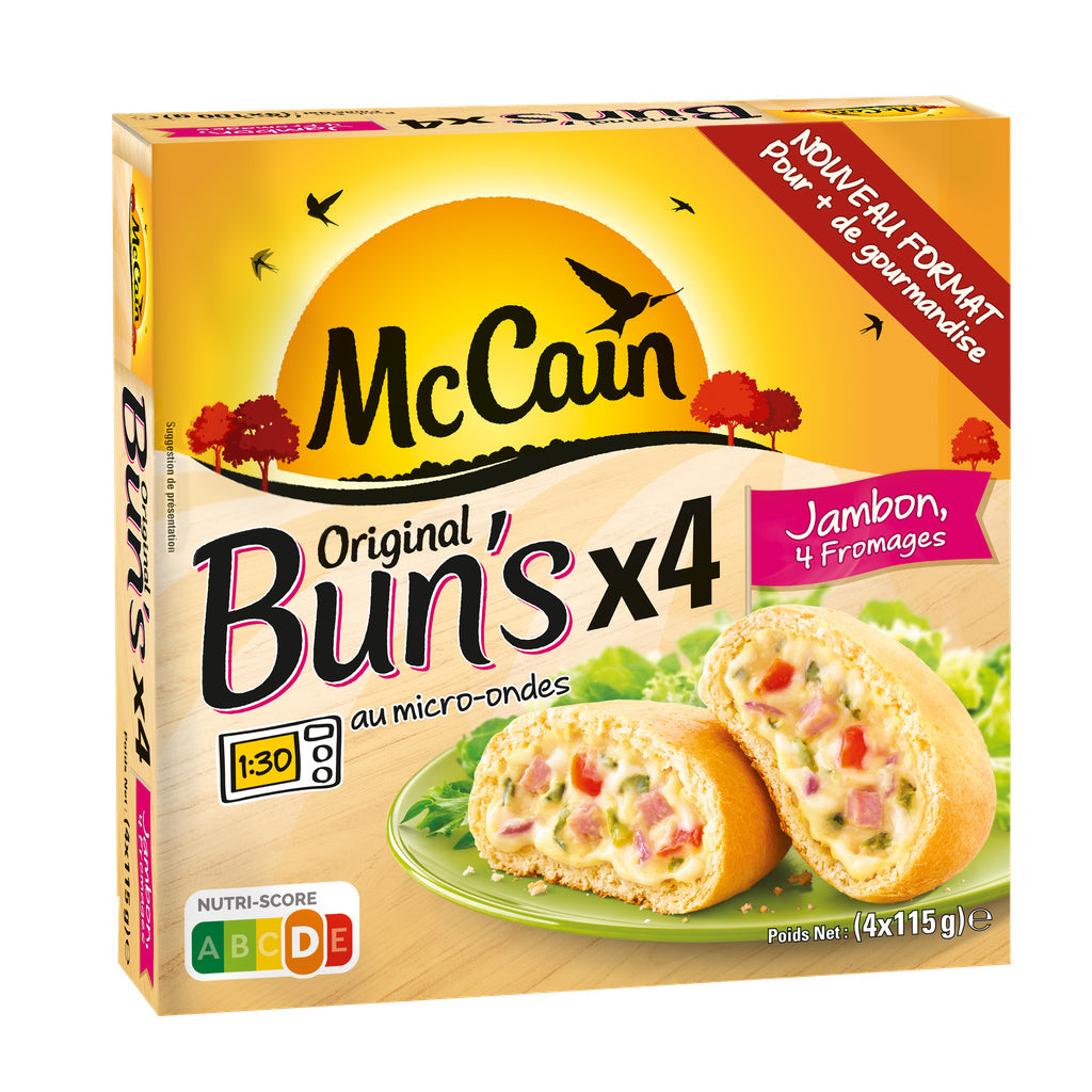 McCAIN BUN'S 4X HAM CHEESE ONION ORIGINAL 460G