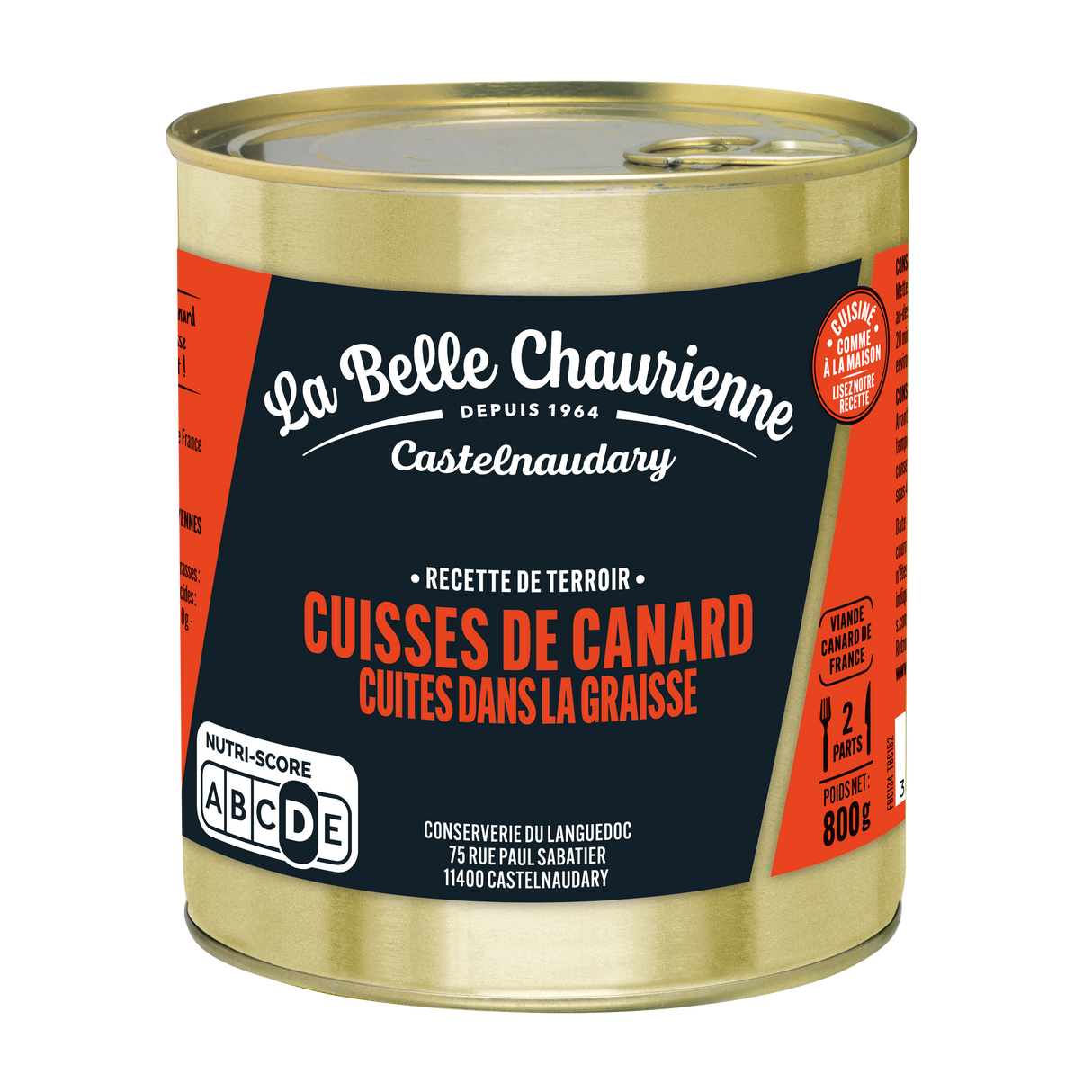 Cuisses de Canards Cuites dans la Graisse origine France 800 g LA BELLE CHAURIENNE