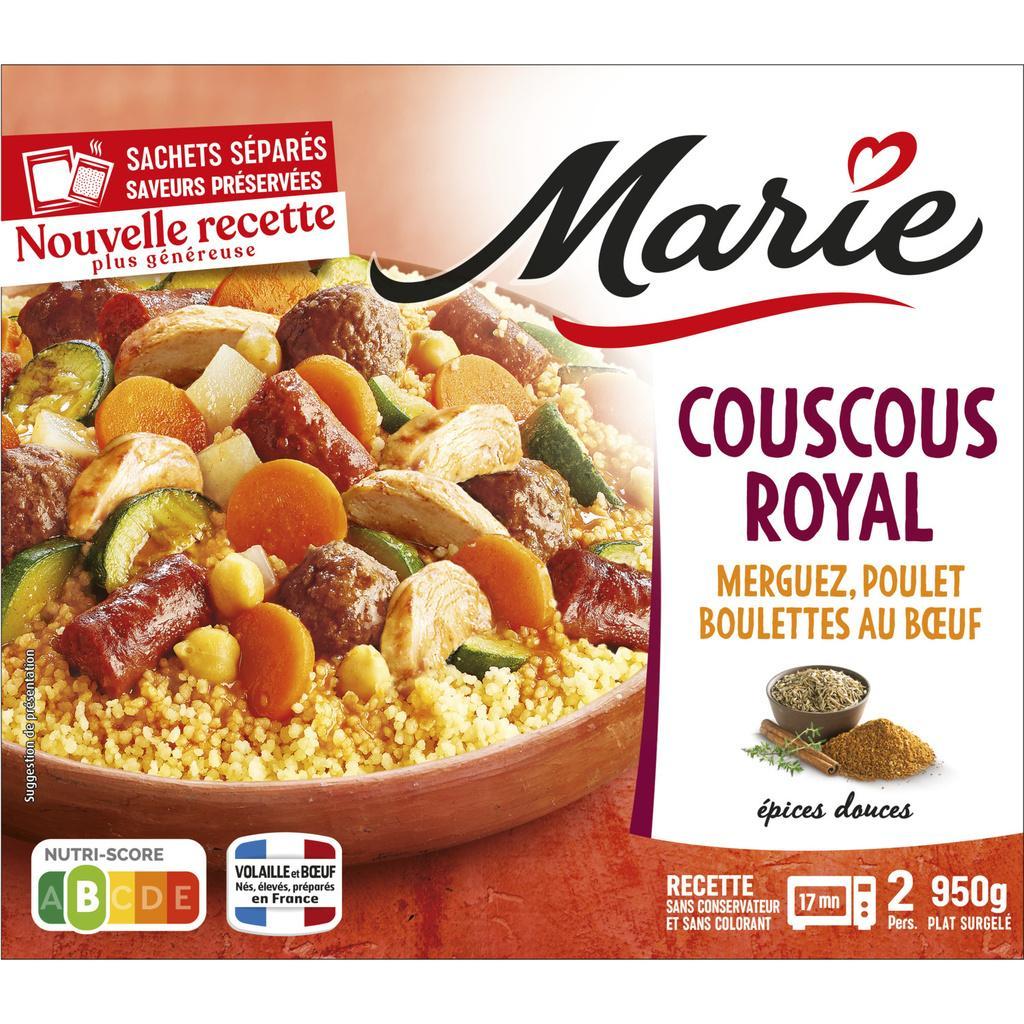COUSCOUS ROYAL WITH MERGUEZ SAUSAGES, CHICKEN, AND BEEF MEATBALLS 950G