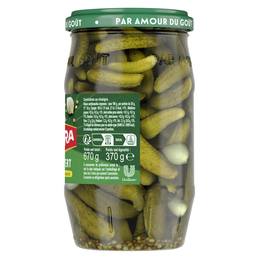Amora Croq'Vert Extra-Fine Pickles Jar 370g