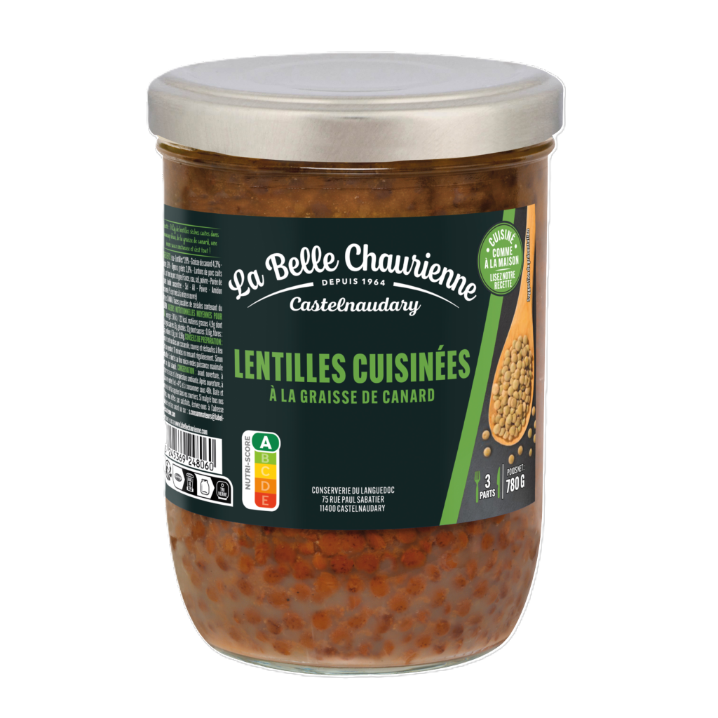 Lentils cooked in duck fat