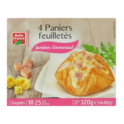 Puff pastry baskets with ham and Emmental cheese, 4 pieces, Belle France, 320g