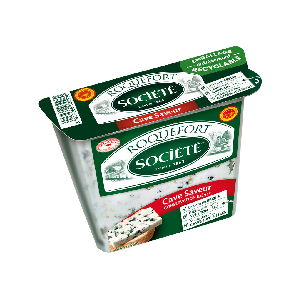Roquefort AOP Cave Saveur lait cru de brebis, 31.7% s/PF 150g SOCIETE