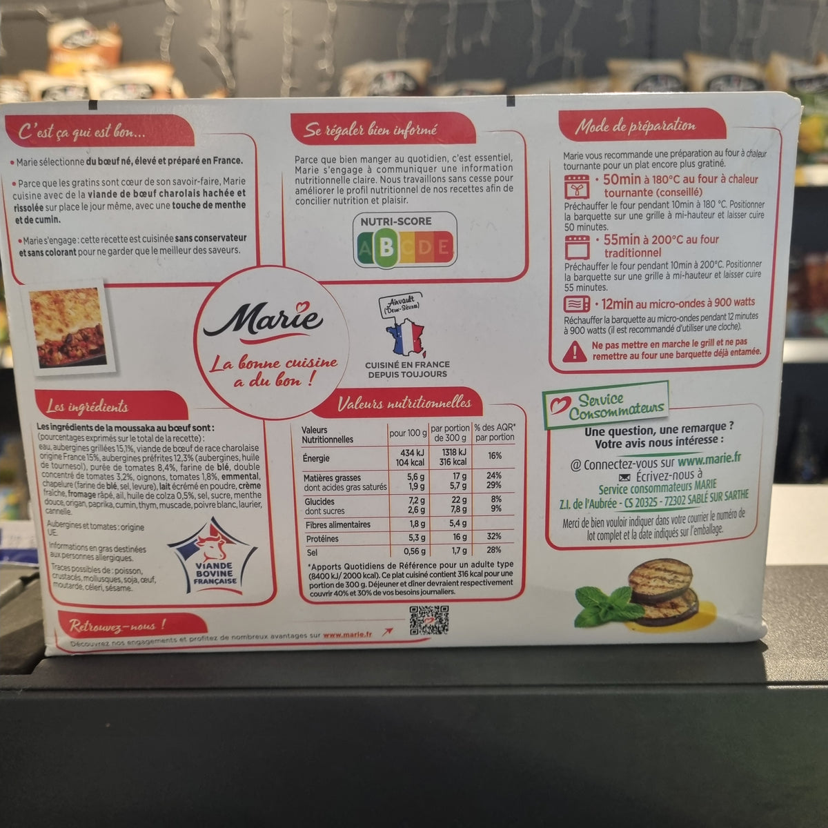 Beef Moussaka with Cooked Eggplants and Tomatoes MARIE 600G