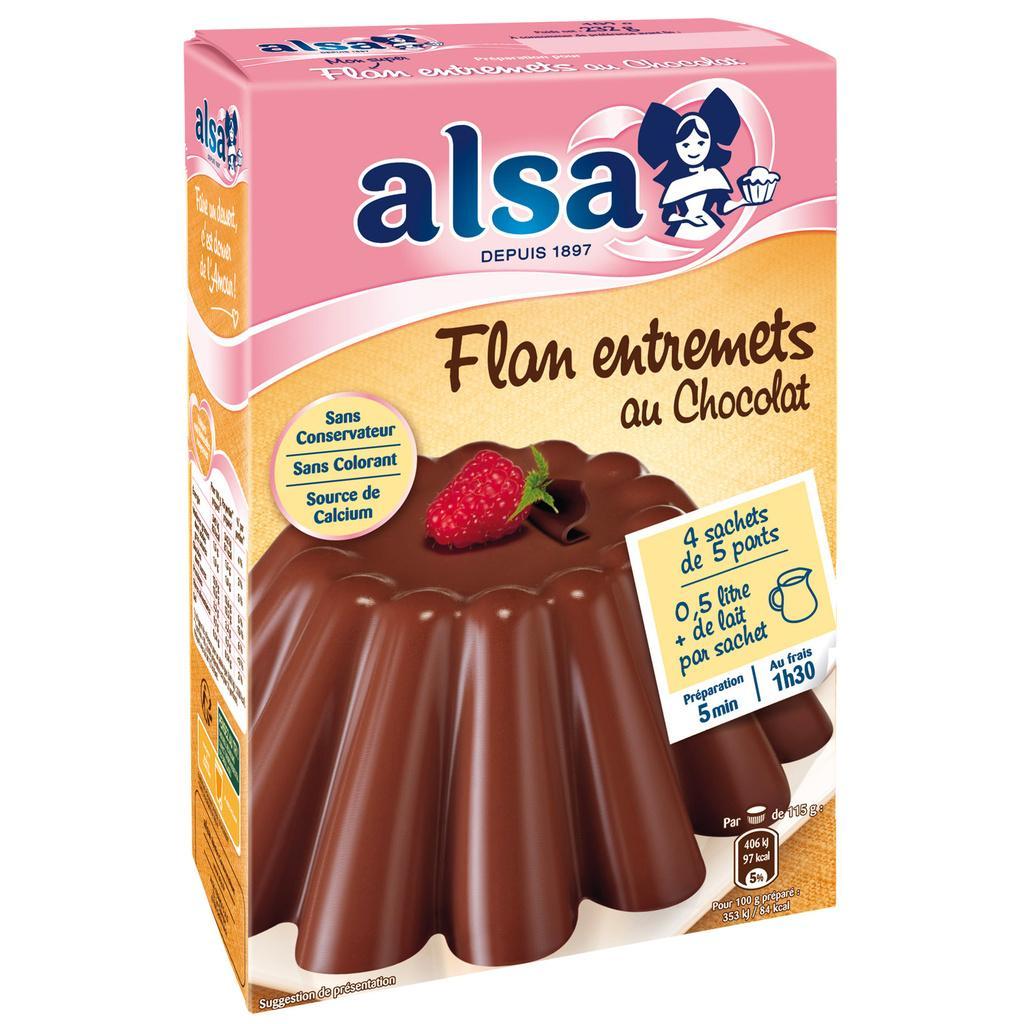 Flan dessert with a delicious chocolate flavor, 232g, Alsa.