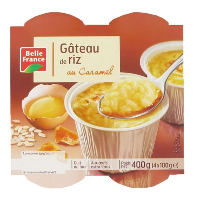 GATEAU DE RIZ AU CARAMEL POT 4 X 100 G BELLE FRANCE