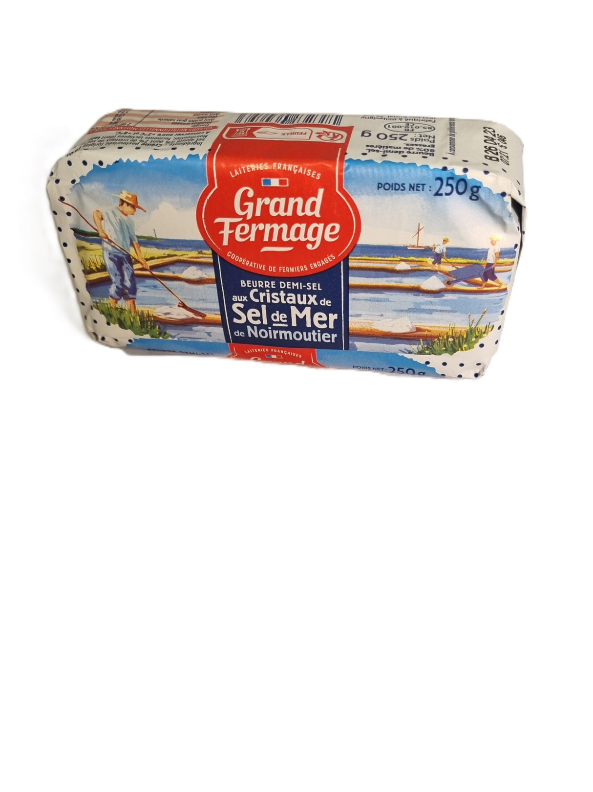 Beurre Demi-Sel Aux Cristaux de Sel de Mer de Noirmoutier -250g- GRAND FERMAGE  