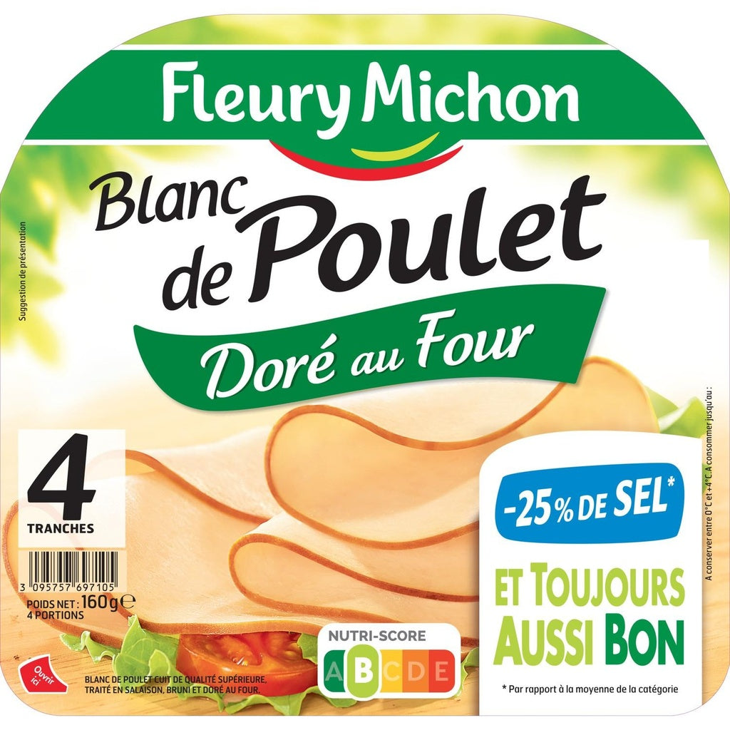 Blanc de POULET Dore au Four -25% sel 4 tr. 160 g
