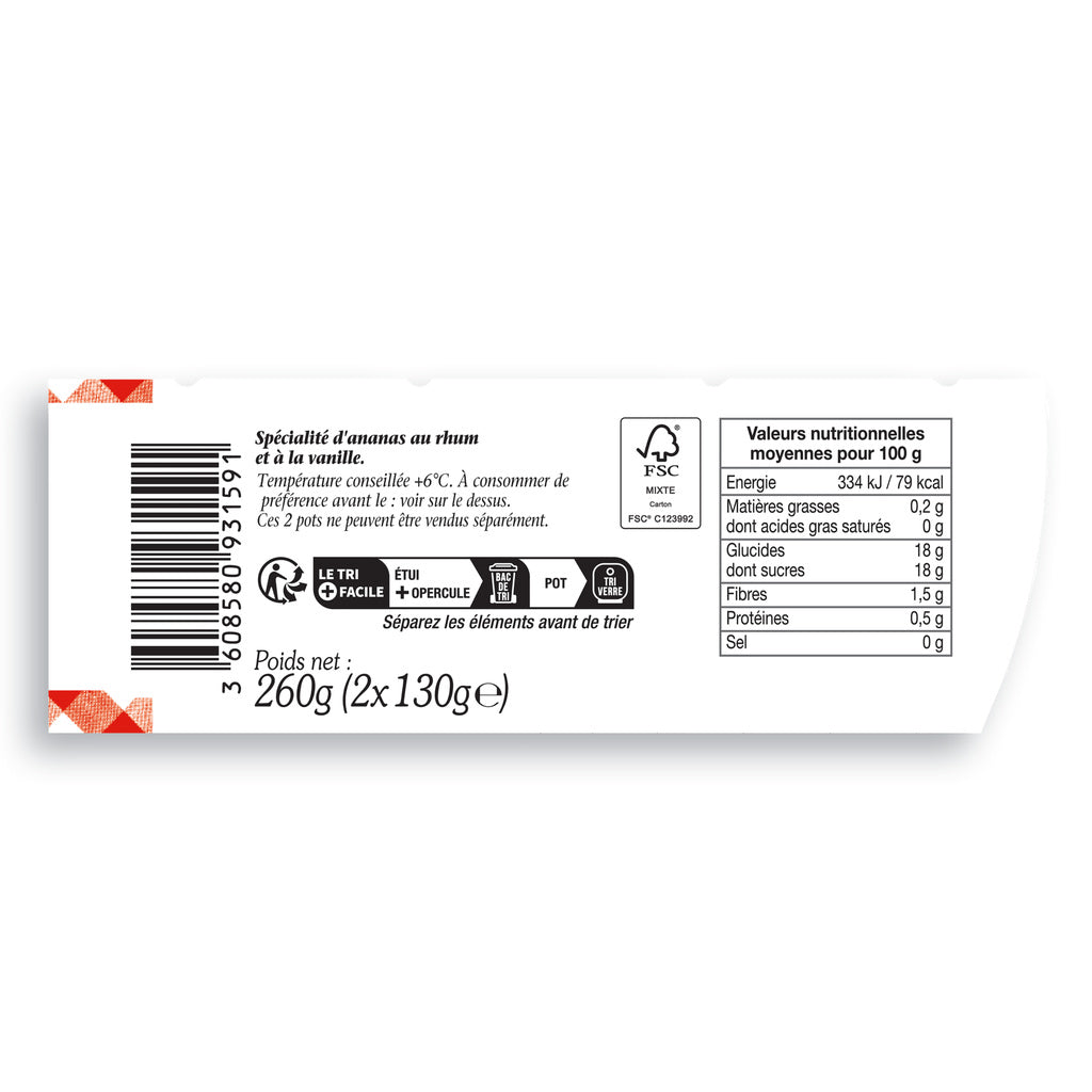 COMPOTEE ANANAS AU RHUM BONNE MAMAN