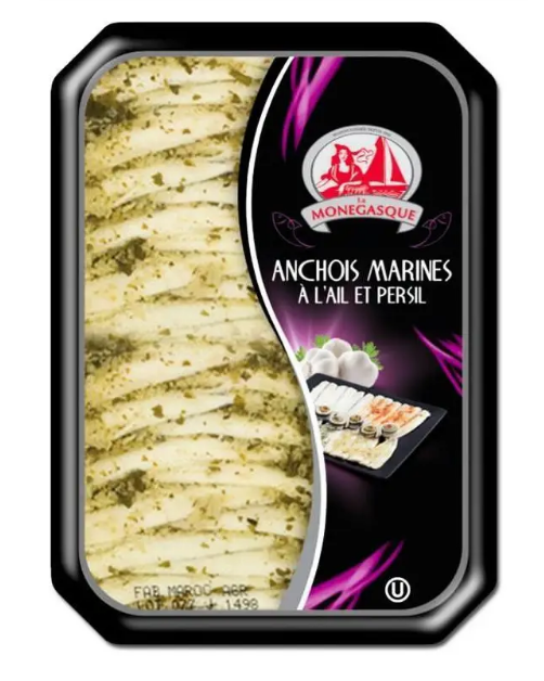 ANCHOIS MARINES à l'ail et au persil 150 gr La Monégasque