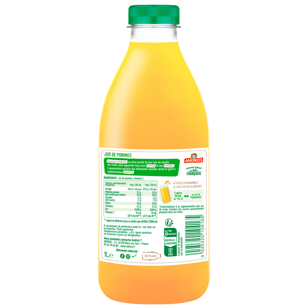 Jus De Pommes Pressees 1L Andros
