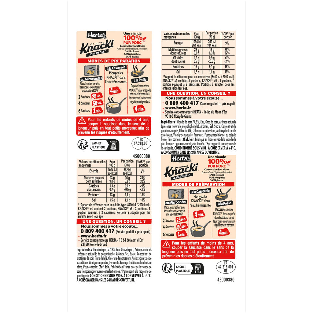 KNACKI PUR PORC X4 140G