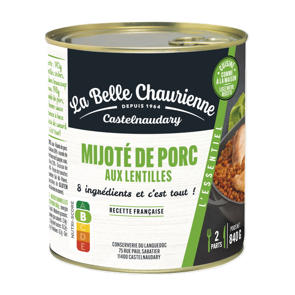 MIJOTE DE PORC AUX LENTILLES840G