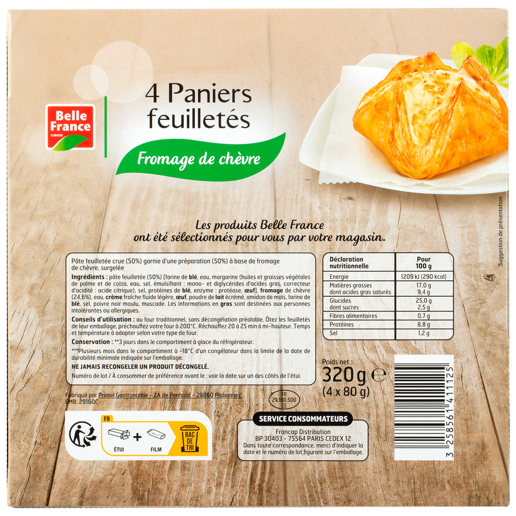 PANIERS FEUILLETES FROMAGE CHEVRE