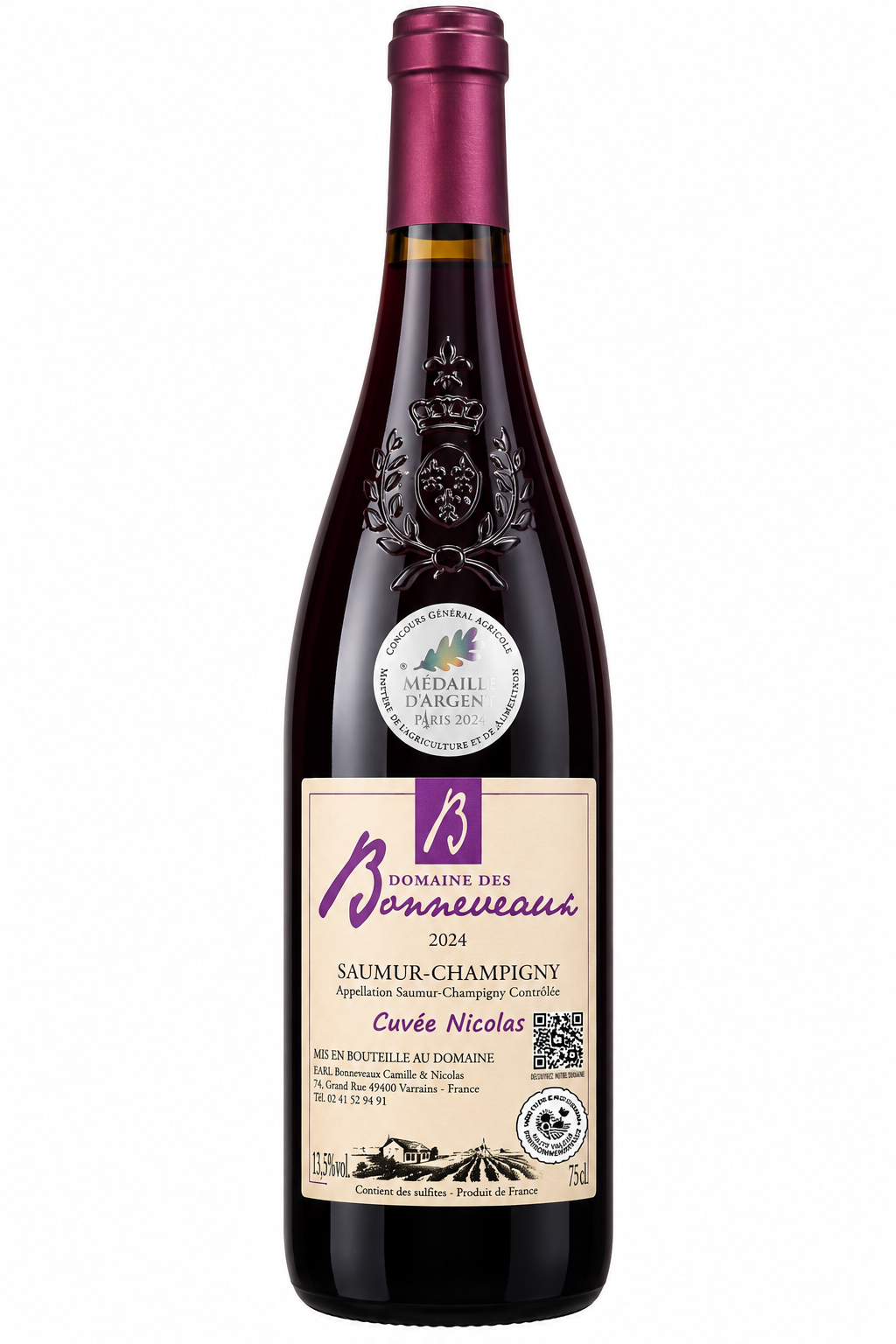 Vin Saumur-Champigny Domaine Bonneveaux - Cuvée Nicolas - 2024 75 cl 13,5%