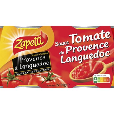 SAUCE TOMATE ZAPETTI 2X190G